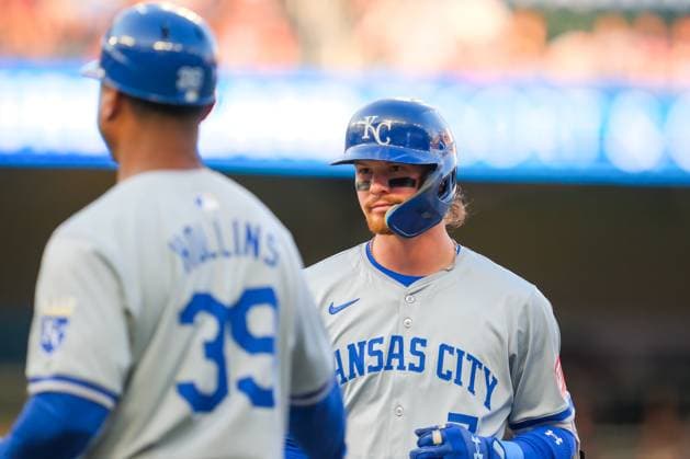 August 13, 2024, Minneapolis, Minnesota, USA: Kansas City Royals shortstop BOBBY WITT JR. (7) celebrates a single during a MLB, Baseball Herren, USA game between the Minnesota Twins and the Kansas City Royals at Target Field. The Twins won 13-3. Minneapolis USA - ZUMAg254 20240813_zsp_g254_042 Copyright: xStevenxGarciax