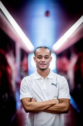 Leipzigs Xavi Simons. Fotoshooting RB Leipzig am 6. August 2024. Red Bull Akademie, Leipzig. Xavi Simons (RB Leipzig)