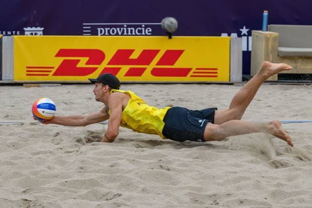 European Championships Beach-Volleyball, 14.08.2024, Arnhem Lukas Pfretzschner (GER); European Championships Beach-Volleyball, Arnhem am 14.08.2024 Copyright: xBEAUTIFULxSPORTS PeterxWeberx