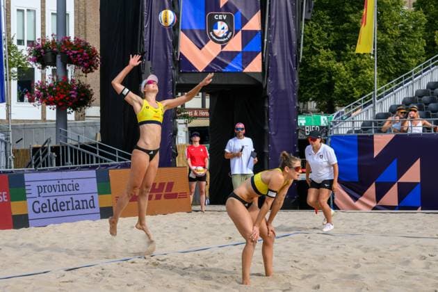 European Championships Beach-Volleyball, 14.08.2024, Arnhem Svenja Müller (GER), Cinja Tillmann (GER); European Championships Beach-Volleyball, Arnhem am 14.08.2024 Copyright: xBEAUTIFULxSPORTS PeterxWeberx