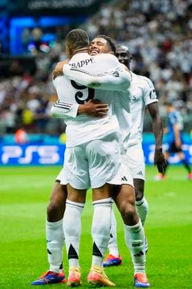 Sport Themen der Woche KW33 Real Madrid CF v Atalanta BC - UEFA Super Cup 2024 WARSAW, POLAND - AUGUST 14: Kylian Mbappe centre-forward of Real Madrid and France celebrates after scoring his team s second goal during the UEFA Super Cup 2024 match between Real Madrid and Atalanta BC at National Stadium on August 14, 2024 in Warsaw, Poland. Warsaw Poland  Copyright: xJosexBretonx originalFilename:bretonhernandez-realmadr240814_npcKP.jpg