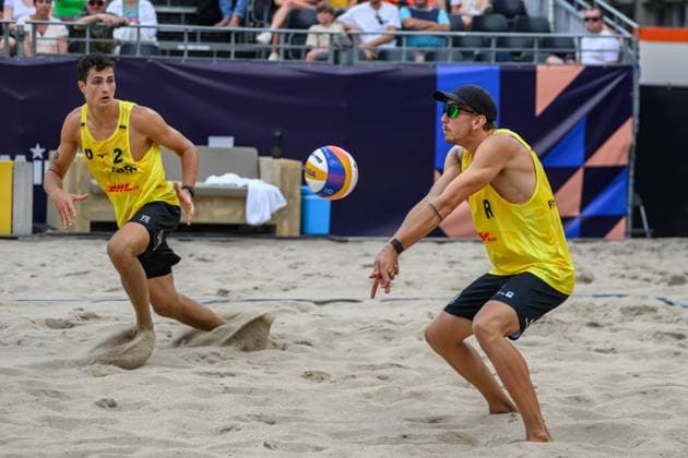 European Championships Beach-Volleyball, 14.08.2024, Arnhem Lukas Pfretzschner (GER), Sven Winter (GER); European Championships Beach-Volleyball, Arnhem am 14.08.2024 Copyright: xBEAUTIFULxSPORTS PeterxWeberx