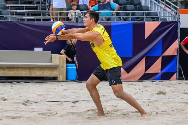 European Championships Beach-Volleyball, 14.08.2024, Arnhem Sven Winter (GER); European Championships Beach-Volleyball, Arnhem am 14.08.2024 Copyright: xBEAUTIFULxSPORTS PeterxWeberx