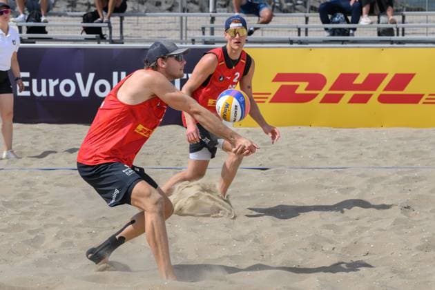 European Championships Beach-Volleyball, 15.08.2024, Den Haag Paul Henning, Maximilian (Max) Just; European Championships Beach-Volleyball, Den Haag am 15.08.2024 Copyright: xBEAUTIFULxSPORTS PeterxWeberx