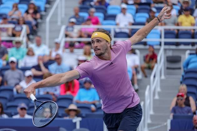 August 15, 2024, Mason, Ohio, U.S: Alexander Zverev (GER) in action during ThursdayÃ¢â‚¬â ¢s round of the Cincinnati Open at the Lindner Family Tennis Center , Mason, Oh. Mason U.S - ZUMAs304 20240815_zaf_s304_013 Copyright: xScottxStuartx