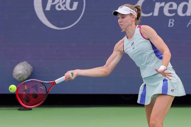 August 15, 2024, Mason, Ohio, U.S: Elena Rybakina (KAZ) in action during ThursdayÃ¢â‚¬â ¢s round of the Cincinnati Open at the Lindner Family Tennis Center , Mason, Oh. Mason U.S - ZUMAs304 20240815_zaf_s304_080 Copyright: xScottxStuartx