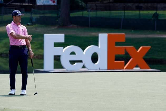 MEMPHIS, TN - AUGUST 15: Billy Horschel reacts as a putt misses on the No. 18 green during the first round of the FedEx St. Jude Championship, August 15, 2024 at TPC Southwind in Memphis, Tennessee. (Photo by Matthew Maxey Icon Sportswire) GOLF: AUG 15 PGA, Golf Herren FedExCup Playoffs - FedEx St. Jude Championship EDITORIAL USE ONLY Icon24081521