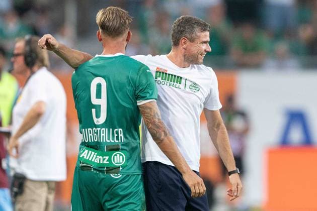 Robert Klaus a winning match celebrate during UEFA Europa league Quali match, SK Rapid Wien - Trabzonspor, 15. august 2024 Copyright: xMICHALxFAJT,ZOSPORTU.SKx DSC_2566