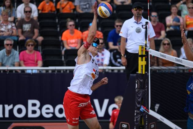European Championships Beach-Volleyball, 16.08.2024, Den Haag Julian Hörl; European Championships Beach-Volleyball, Den Haag am 16.08.2024 Copyright: xBEAUTIFULxSPORTS PeterxWeberx