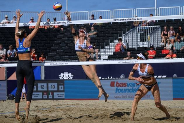 European Championships Beach-Volleyball, 16.08.2024, Den Haag Anouk Verge-Depre (SUI); European Championships Beach-Volleyball, Den Haag am 16.08.2024 Copyright: xBEAUTIFULxSPORTS PeterxWeberx