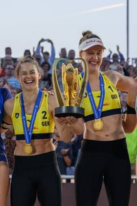European Championships Beach-Volleyball, 17.08.2024, Den Haag Cinja Tillmann, Svenja Mueller (GER); European Championships Beach-Volleyball, Den Haag am 17.08.2024 Copyright: xBEAUTIFULxSPORTS PeterxWeberx