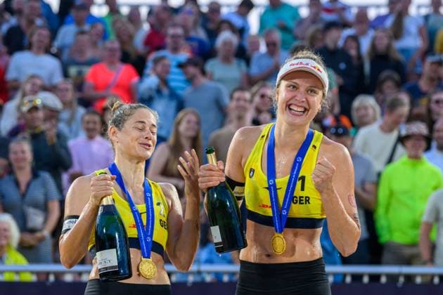 European Championships Beach-Volleyball, 17.08.2024, Den Haag Cinja Tillmann, Svenja Mueller (GER); European Championships Beach-Volleyball, Den Haag am 17.08.2024 Copyright: xBEAUTIFULxSPORTS PeterxWeberx
