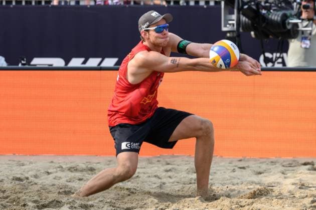 European Championships Beach-Volleyball, 18.08.2024, Den Haag Nils Ehlers (GER); European Championships Beach-Volleyball, Den Haag am 18.08.2024 Copyright: xBEAUTIFULxSPORTS PeterxWeberx