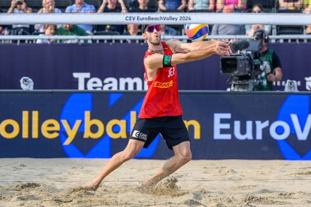 European Championships Beach-Volleyball, 18.08.2024, Den Haag Clemens Wickler (GER); European Championships Beach-Volleyball, Den Haag am 18.08.2024 Copyright: xBEAUTIFULxSPORTS PeterxWeberx