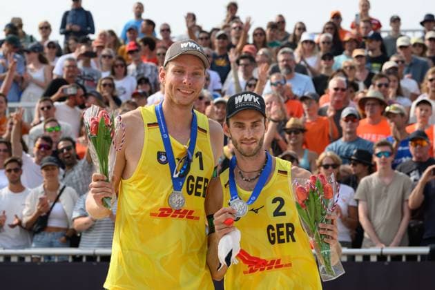 European Championships Beach-Volleyball, 18.08.2024, Den Haag Nils Ehlers (GER), Clemens Wickler (GER); European Championships Beach-Volleyball, Den Haag am 18.08.2024 Copyright: xBEAUTIFULxSPORTS PeterxWeberx
