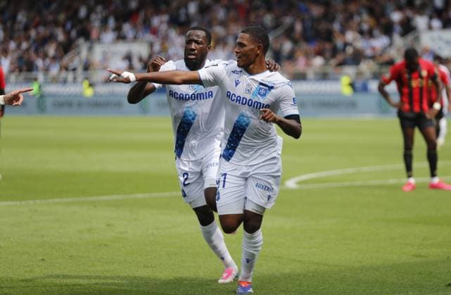 RECORD DATE NOT STATED (Auxerre) Rayan Raveloson - Elisha Owusu Football : Auxerre vs Nice - Ligue 1 - 18 08 2024 StephanieGrossetete Panoramic 