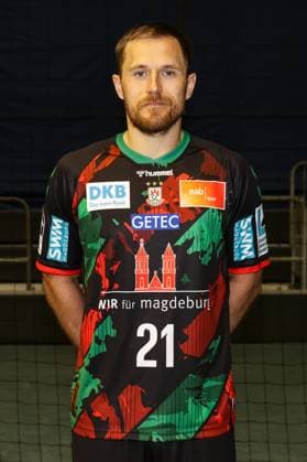 Albin Lagergren (SC Magdeburg,21) - 1. Handball Bundesliga Porträttermin 1. BL 2024 2025 offizieller Fototermin SC Magdeburg in der GETEC Arena in Magdeburg - Porträt, Portrait, Einzelbild, Deutschland, Handball, Maenner, GER, 19.08.2024