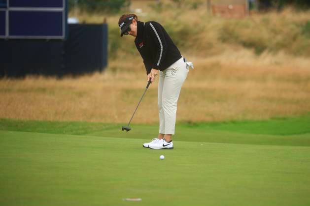 19th August 2024; Old Course at St Andrews, St Andrews, Fife, Scotland; AIG Womens Open Golf, Practice Day 1; Hannah Green of Australia putts on the seventeenth green of the Old Course, St Andrews Links during a practice round at the AIG Women& x2019;s Open  ActionPlus12683320 DavidxYoung