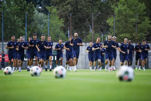 Dinamo Zagreb training session - Champions League Qualifying Play-Off Dinamo Zagreb players during the team training session ahead UEFA Champions League Qualifying Play-Off First Leg match at Stadion Maksimir on August 19, 2024 in Zagreb, Croatia.  SlavkoxMidzor PIXSELL