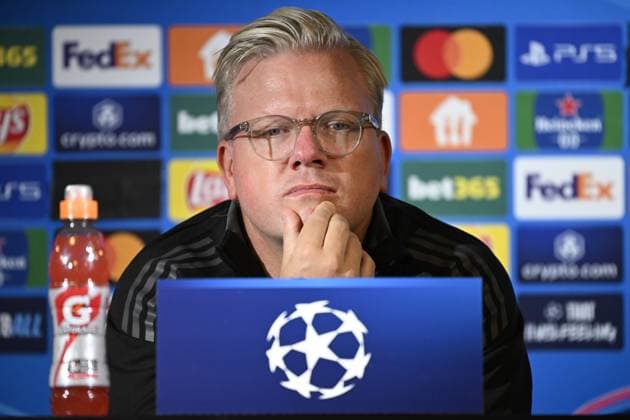 MALMÖ, SVERIGE 20240820 Sparta Prags huvudtränare Lars Friis under en pressträff inför Champions League-kvalet mot Malmö FF. MALMÖ SVERIGE x50090x