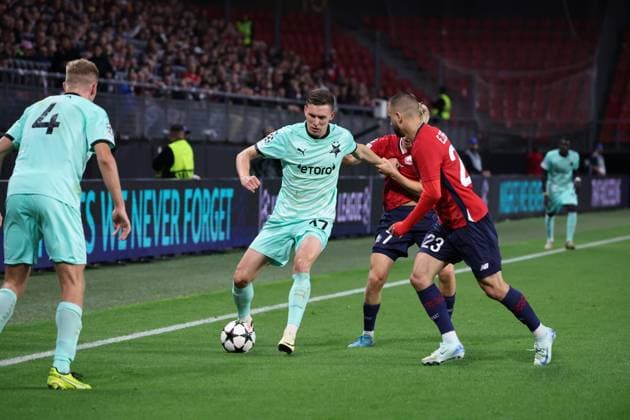 Lukas PROVOD (Slavia Prague) lors du match LOSC Lille vs Slavia Prague, Barrages Ligue des Champions, stade du Hainaut Valenciennes, le 20 août 2024 - photo Laurent Sanson Panoramic FOOTBALL : LOSC Lille vs Slavia Prague - Play-offs Barrages Ligue des Champions 20 08 2024 LaurentSanson Panoramic 