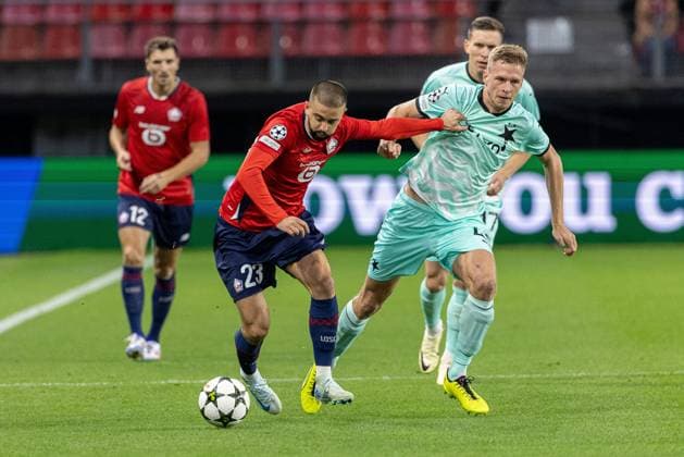 VALENCIENNES - LOSC - LILLE - SLAVIA PRAGUE - LIGUE DES CHAMPIONS PHOTOPQR VOIX DU NORD PASCAL BONNIERE ; 20 08 2024 ; VALENCIENNES 20.08.2024 - football - barrage aller de la ligue des champions entre le LOSC ( LILLE ) et le Slavia Prague au stade du Hainaut , Edon Zegrova . PHOTO PASCAL BONNIERE LA VOIX DU NORD Aug 20th 2024. football - first leg play-off of the Champions League between LOSC (LILLE) and Slavia Prague France  Copyright: xPHOTOPQR VOIXxDUxNORD MAXPPPxPASCALxBONNIEREx 20240820VDN6406 20240820VDN6406