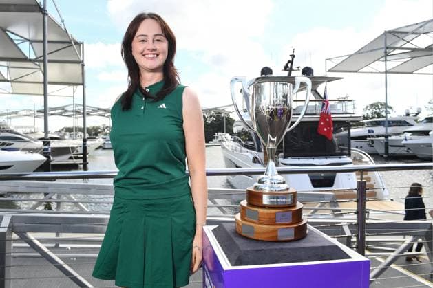 AUSTRALIAN WPGA ANNOUNCEMENT, Golfer Karis Davidson poses for a photo during a WPGA Tour of Australasia announcement at Sanctuary Cove, Gold Coast, Wednesday, August 21, 2024. ( NO ARCHIVING, EDITORIAL USE ONLY, NO USE IN BOOKS WITHOUT CONSENT GOLD COAST QLD AUSTRALIA  Copyright: xJONOxSEARLEx 20240821172164387473