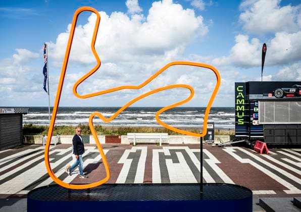 ZANDVOORT - A work of art in the form of the circuit in the run-up to the Dutch Grand Prix. The Formula 1 circus is settling in the Dutch seaside resort again. ANP REMKO DE WAAL xVIxANPxSportx xxANPxIVx 506434912 originalFilename: 506434912.jpg