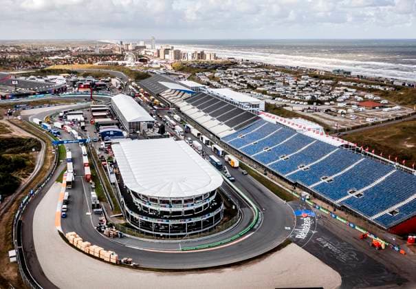 ZANDVOORT - A drone photo of the circuit in the run-up to the Dutch Grand Prix. The Formula 1 circus is once again descending on the Dutch seaside resort. ANP REMKO DE WAAL xVIxANPxSportx xxANPxIVx 506434929 originalFilename: 506434929.jpg