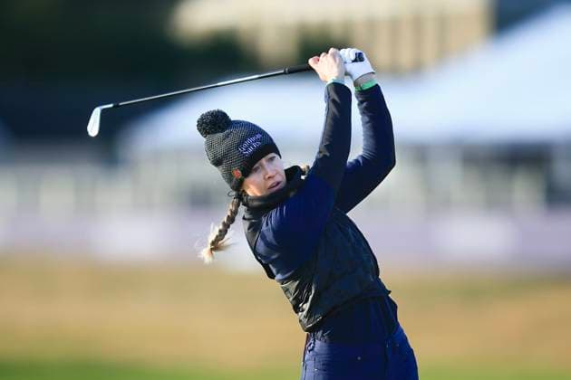 21st August 2024; Old Course at St Andrews, St Andrews, Fife, Scotland; AIG Womens Open Golf, Practice Day 3; Nelly Korda of the USA plays from the rough on the second hole of the Old Course, St Andrews Links during the pro-am at the AIG Women& x2019;s Open  ActionPlus12683571 DavidxYoung