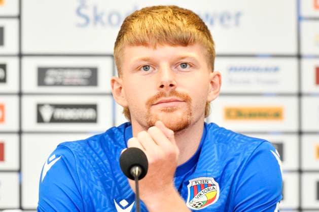 Soccer players of Viktoria Plzen Pavel Sulc speaks during the press conference, PK, Pressekonferenz prior to the Football European League 4th qualifying round opening match: Viktoria Plzen vs Heart of Midlothian in Pilsen, Czech Republic, August 21, 2024. (CTKxPhoto MiroslavxChaloupka) CTKPhotoP2024082106072  CTKPhotoP2024082106072