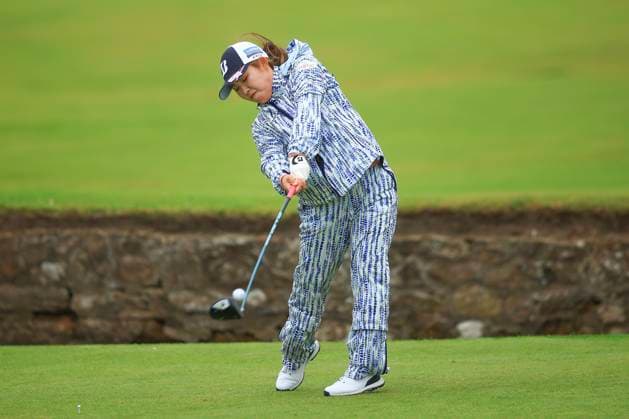 21st August 2024; Old Course at St Andrews, St Andrews, Fife, Scotland; AIG Womens Open Golf, Practice Day 3; Ayaka Furue of Japan tees off on the second hole of the Old Course, St Andrews Links during a practice round at the AIG Women& x2019;s Open  ActionPlus12683694 DavidxYoung