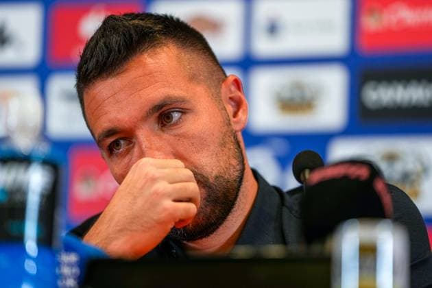 BIALYSTOK, 21-08-2024, Bialystok City Stadium, football, UEFA Europa League Play Offs, season 2024 2025, During press conference, PK, Pressekonferenz of Ajax. Ajax trainer coach Francesco Farioli Press conference Ajax in Bialystok  x26082406x Copyright: