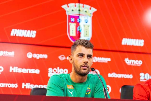 SOCCER - UEFA EL, Braga vs Rapid BRAGA,PORTUGAL,21.AUG.24 - SOCCER - UEFA Europa League, qualification, SC Braga vs SK Rapid Wien, preview, press conference, PK, Pressekonferenz Image shows Niklas Hedl (Rapid).  GEPAxpictures xKevinxHackner