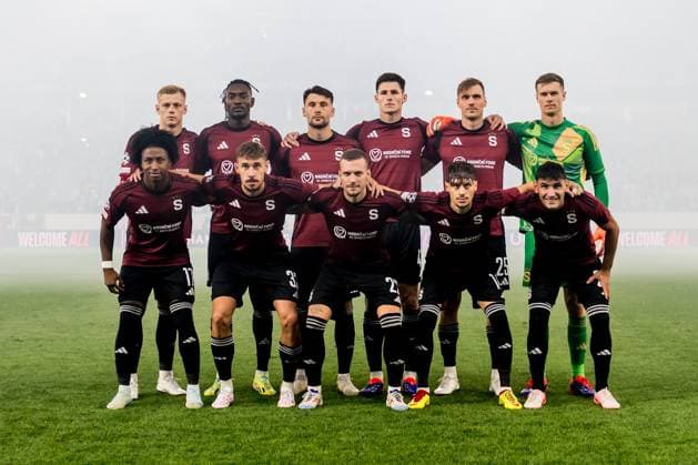 240821 The starting eleven of Â Sparta Prag ahead of the UEFA Champions League football match between Malmö FF and Sparta Prag on August 21, 2024 in Malmö. Photo: Christoffer Borg Mattisson BILDBYRAN COP 261 CO0456 fotboll football soccer fotball champions league malmö ff sparta prag bbeng play-off Copyright: CHRISTOFFERxBORGxMATTISSON BB240821CB024
