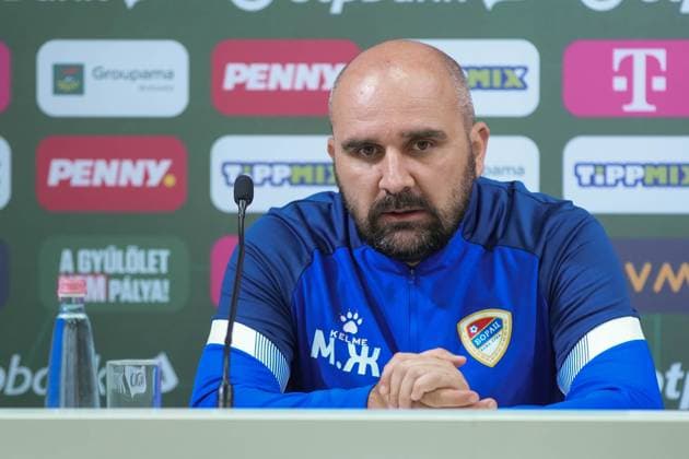 FK Borac press conference, PK, Pressekonferenz Borac Head Coach Mladen Zizovic speaks during a press conference ahead UEFA Europa League Play-off match between Ferencvaros and Borac at Groupama Arena in Budapest, Hungary on August 21, 2024.  DejanxRakita PIXSELL