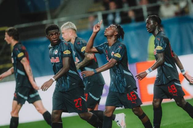 UEFA Champions League Play Off: Dynamo Kyiv - FC Salzburg LUBLIN, POLAND - AUGUST 21: Dorgeles Nene of FC Salzburg celebrates after scoring his side s first goal during the UEFA Champions League play off first leg match Dynamo Kyiv vs FC Salzburg on August 21, 2024 in Lublin, Poland. Copyright: xAndreasxSchaadx-xFCxRedxBullxSalzburgx _AS16340LR