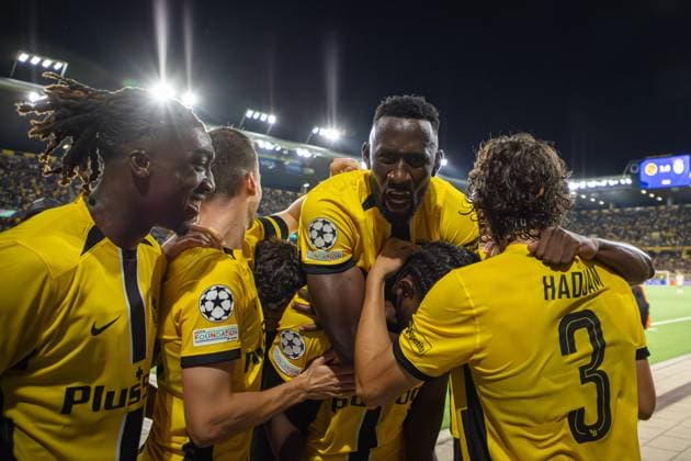 Bern, Switzerland, August 21st 2024: Goalscorer 2:0 Joel Monteiro (77 YB) during the UEFA Champions League football match between BSC Young Boys and Galatasaray at Stadion Wankdorf in Bern, Switzerland. Philipp Kresnik (Philipp Kresnik SPP) Copyright: xPhilippxKresnikx xSPPx spp-en-PhKrSp-_KRE3273