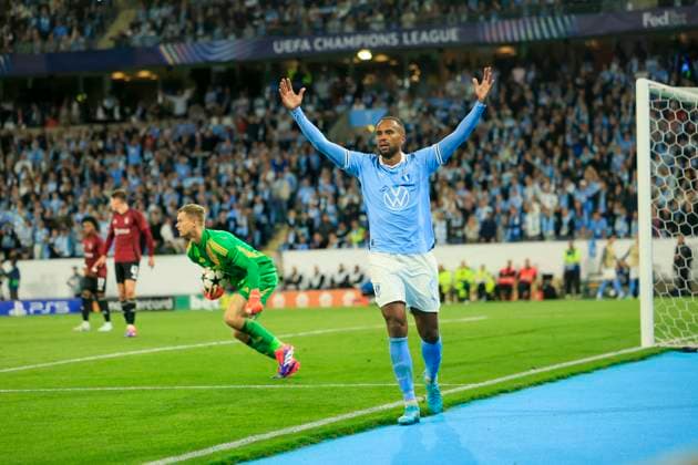 MALMÖ, SVERIGE 20240821 Malmös 9 Isaac Kiese Thelin under onsdagens kval till Champions League, playoff match 1 av 2, mellan Malmö FF och AC Sparta Prag pa Nya Malmö Stadion. MALMÖ SVERIGE x10600x