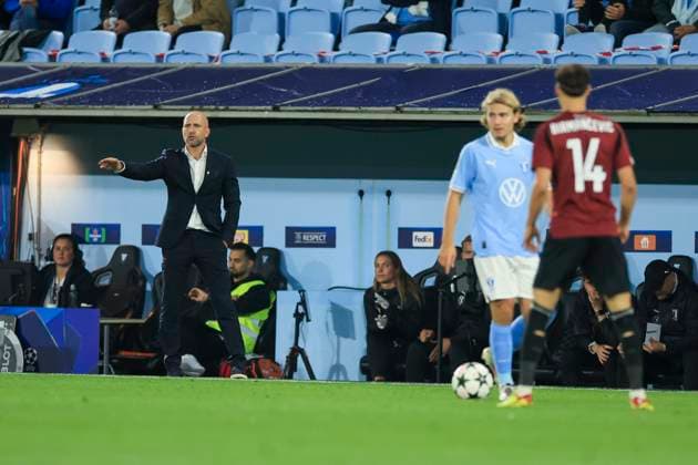MALMÖ, SVERIGE 20240821 Malmös tränare Henrik Rydström under onsdagens kval till Champions League, playoff match 1 av 2, mellan Malmö FF och AC Sparta Prag pa Nya Malmö Stadion. MALMÖ SVERIGE x10600x