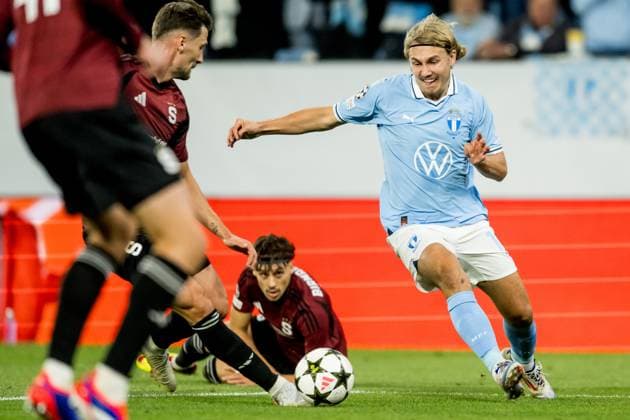 240821 Sebastian Nanasi of Malmö FF during the UEFA Champions League football match between Malmö FF and Sparta Prag on August 21, 2024 in Malmö. Photo: Christoffer Borg Mattisson BILDBYRAN COP 261 CO0456 fotboll football soccer fotball champions league malmö ff sparta prag bbeng play-off Copyright: CHRISTOFFERxBORGxMATTISSON BB240821CB080