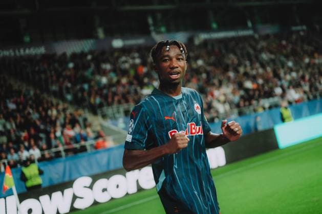 UEFA Champions League Play Off: Dynamo Kyiv - FC Salzburg LUBLIN, POLAND - AUGUST 21: Dorgeles Nene of FC Salzburg celebrates after scoring his side s first goal during the UEFA Champions League play off first leg match Dynamo Kyiv vs FC Salzburg on August 21, 2024 in Lublin, Poland. Copyright: xAndreasxSchaadx-xFCxRedxBullxSalzburgx AS3_7732LR