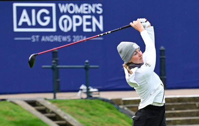 Olivia Cowan on the 1st Tee AIG Women s Open, Day Three, Golf, St. Andrews, Scotland, UK - 22 Aug 2024  Copyright: xGreigxCowie Shutterstockx 14653227u