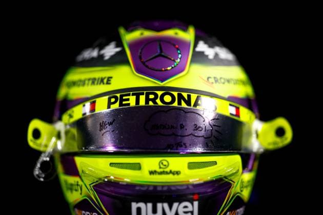 Helmet of 44 Lewis Hamilton (GBR, Mercedes-AMG Petronas F1 Team), F1 Grand Prix of the Netherlands at Circuit Zandvoort on August 22, 2024 in Zandvoort, Netherlands. (Photo by HOCH ZWEI) Zandvoort Netherlands