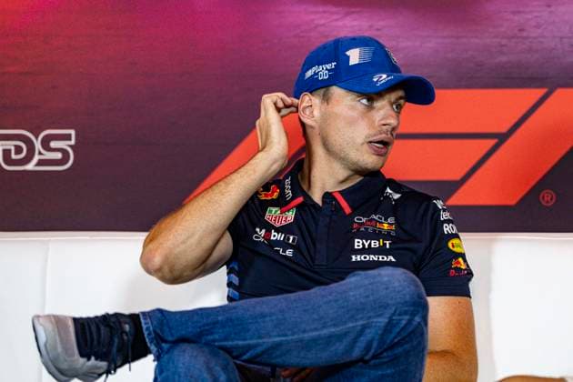 22nd August 2024; Circuit Zandvoort, Zandvoort, Holland, North Holland, Netherlands; Formula 1 Heineken Dutch Grand Prix 2024; Arrivals and Inspection Day; Reigning champion Max Verstappen (NED) of the Oracle Red Bull Racing Team answers questions from the media  ActionPlus12683916 GodfreyxPitt