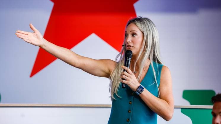 Host and dutch tv personality Helene Hendriks during the kick-off Heineken Player 0.0. 2024 competition with ambasadeur Max Verstappen during previews ahead of the F1 Grand Prix of Netherlands at Circuit Park Zandvoort on August 22, 2024 in Zandvoort, Netherlands. Defodi-704_MTB20240822F1ZandvoortDag1352454