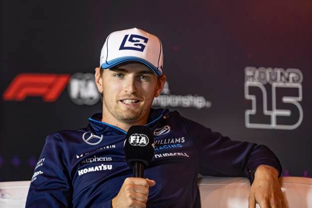 22nd August 2024; Circuit Zandvoort, Zandvoort, Holland, North Holland, Netherlands; Formula 1 Heineken Dutch Grand Prix 2024; Arrivals and Inspection Day; Logan Sargeant (USA) of Williams Racing answers questions from the media  ActionPlus12683962 GodfreyxPitt
