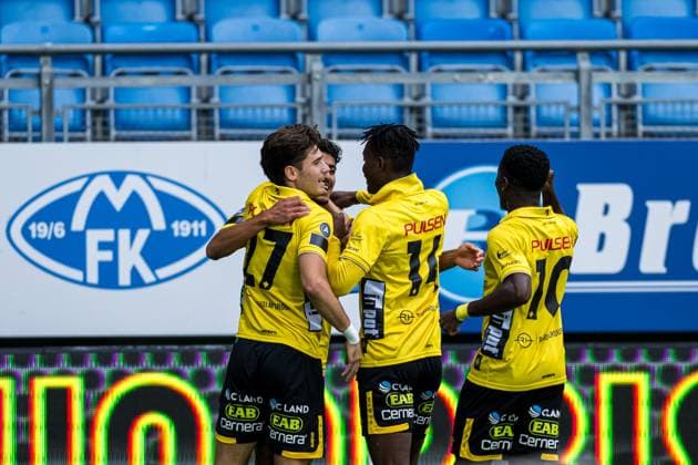 240822 Ahmed Qasem of Elfsborg celebrates after scoring the 0-1 goal during the UEFA Europa League play-off match between Molde and Elfsborg on August 22, 2024 in Molde. Photo: Marius Simensen BILDBYRAN COP 238 bbeng elfsborg football fotball fotboll jubel molde play-off uefa europa league Copyright: MARIUSxSIMENSEN BB240822BB096