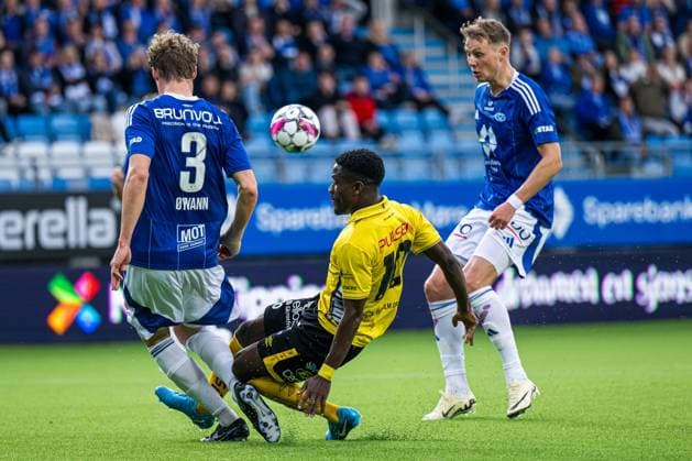 240822 Michael Baidoo of Elfsborg missing a chance to score during the UEFA Europa League play-off match between Molde and Elfsborg on August 22, 2024 in Molde. Photo: Marius Simensen BILDBYRAN COP 238 bbeng elfsborg football fotball fotboll molde play-off uefa europa league Copyright: MARIUSxSIMENSEN BB240822BB116