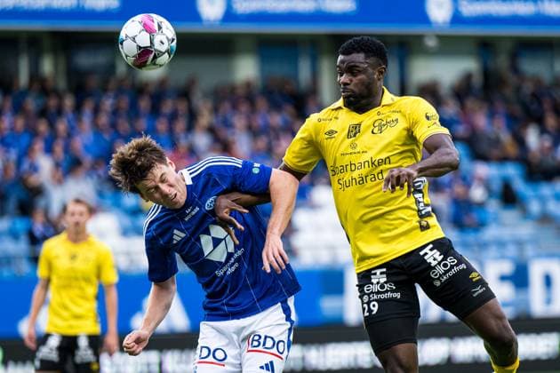240822 Buhari Ibrahim of Elfsborg during the UEFA Europa League play-off match between Molde and Elfsborg on August 22, 2024 in Molde. Photo: Marius Simensen BILDBYRAN COP 238 bbeng elfsborg football fotball fotboll molde play-off uefa europa league Copyright: MARIUSxSIMENSEN BB240822BB124